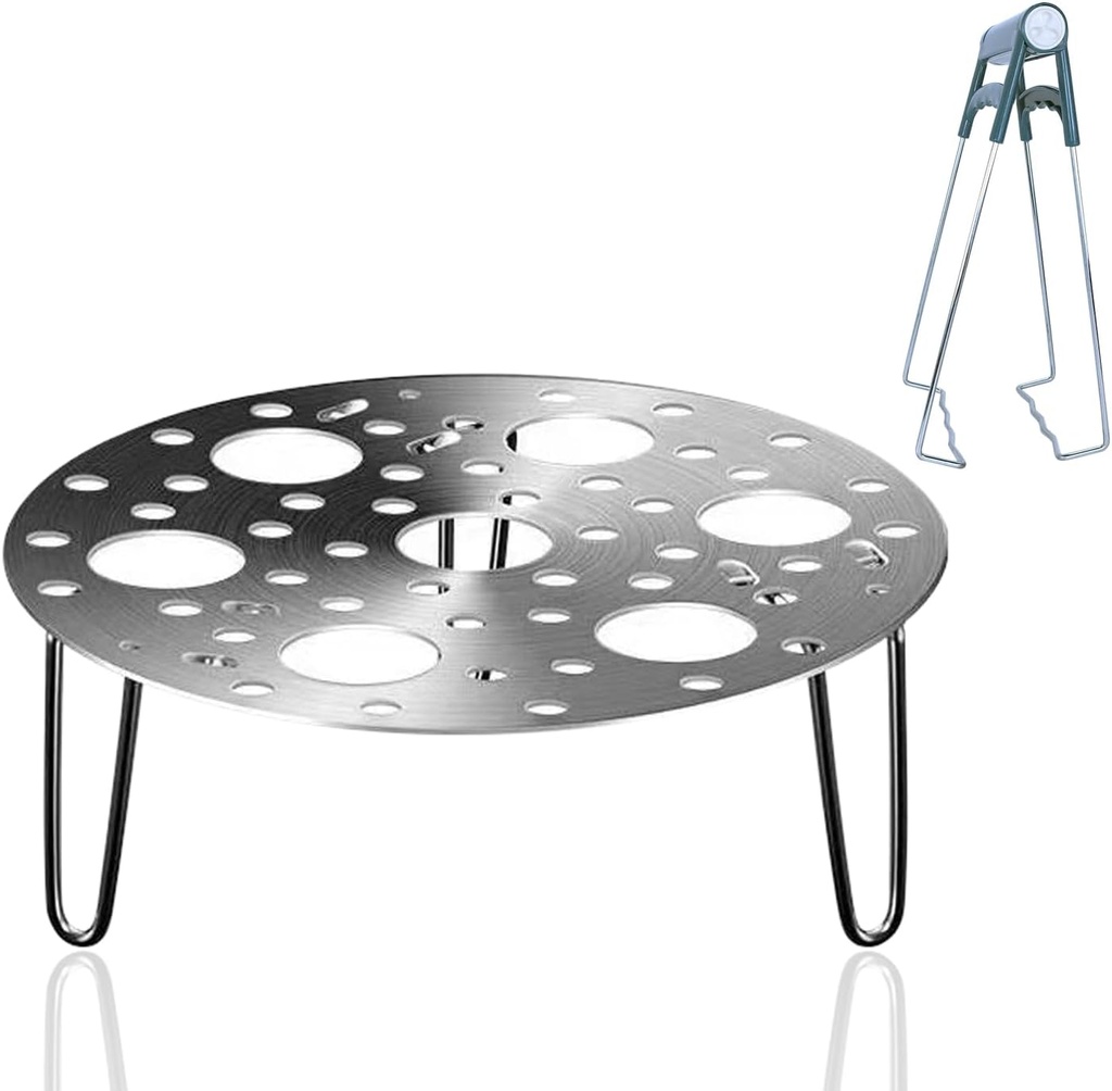 Stainless Steel Steamer Rack for Pots – 7 inches Steam Rack with Egg Holes, Steamer Insert for Pot with Removable Legs – Pot Steamer Insert with Anti-Scald Clip, Dishwasher Safe