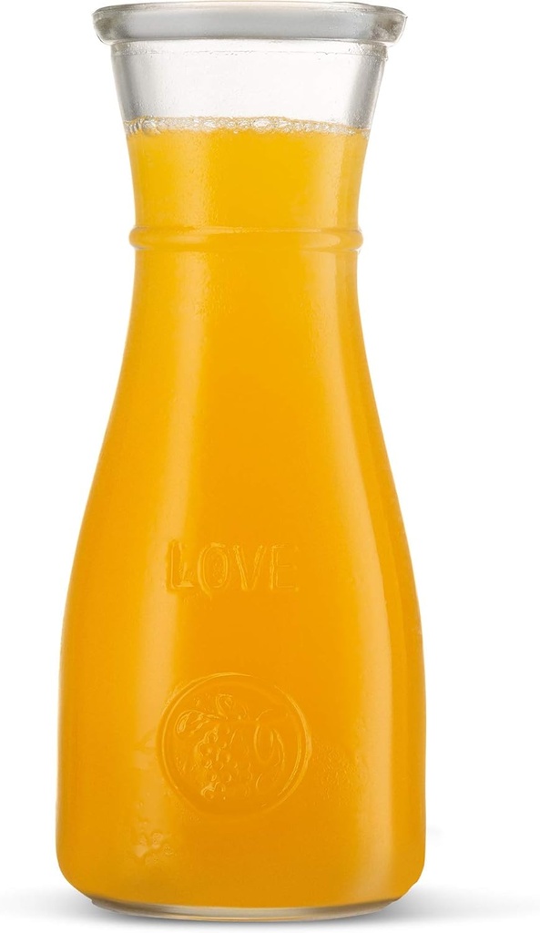 Carafe Pitcher Glass - Glass Water Pitcher & Water Carafe - Love Elegant Wine Decanter & Mimosa Bar - Easy Grip Neck & Wide Mouth for Pouring (500ML, 1, Count)