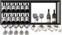 Wall Mounted Wine Rack Iron,Liquor Shelf,Wine Bottle Glass Holder,Bar Floating Wall Shelves,Large Capacity Modern Wine Glass Storage Display Racks,for Kitchen,Wine Cellar,Living Ro