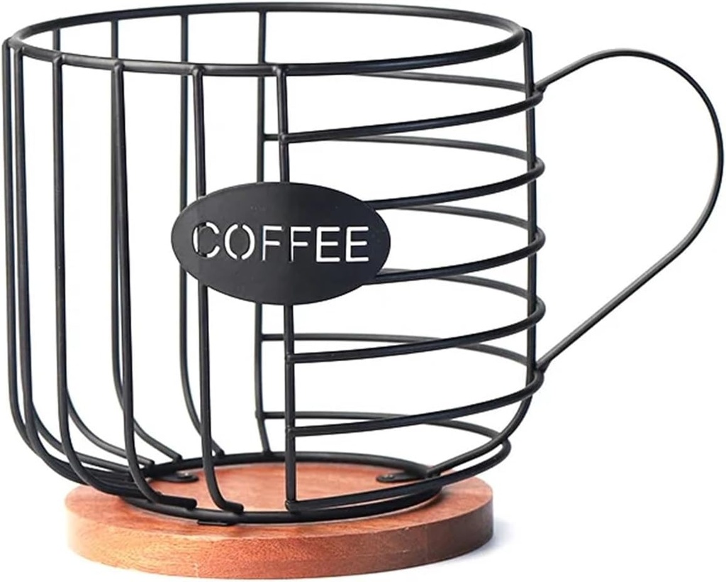 Coffee Pod Holder Iron Coffee Capsule Holder Hollow Coffee Pod Storage Kitchen Countertop Organizer Waterproof Baskets(Black)