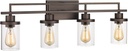 Emliviar 4-Light Vintage Vanity Light - Farmhouse Bathroom Wall Light Fixtures, Oil Rubbed Bronze Finish with Clear Glass, YCE238B-4W ORB