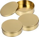Zerodeko 3pcs Round Candy Tin with Lid Holiday Tinplate Container for Cookies Candy Snacks Fresh Keeping Sealed Storage Box Metal Gift Packaging