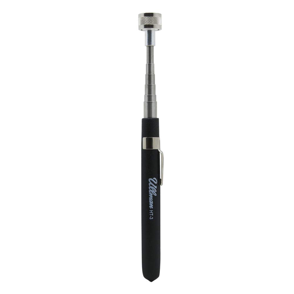 Ullman HT-3 Telescoping Hi-Tech Magnetic Pick-Up Tool with Powercap, 8-1/4" to 30-1/4" Extended Handle Length, 10 lbs Capacity, Silver