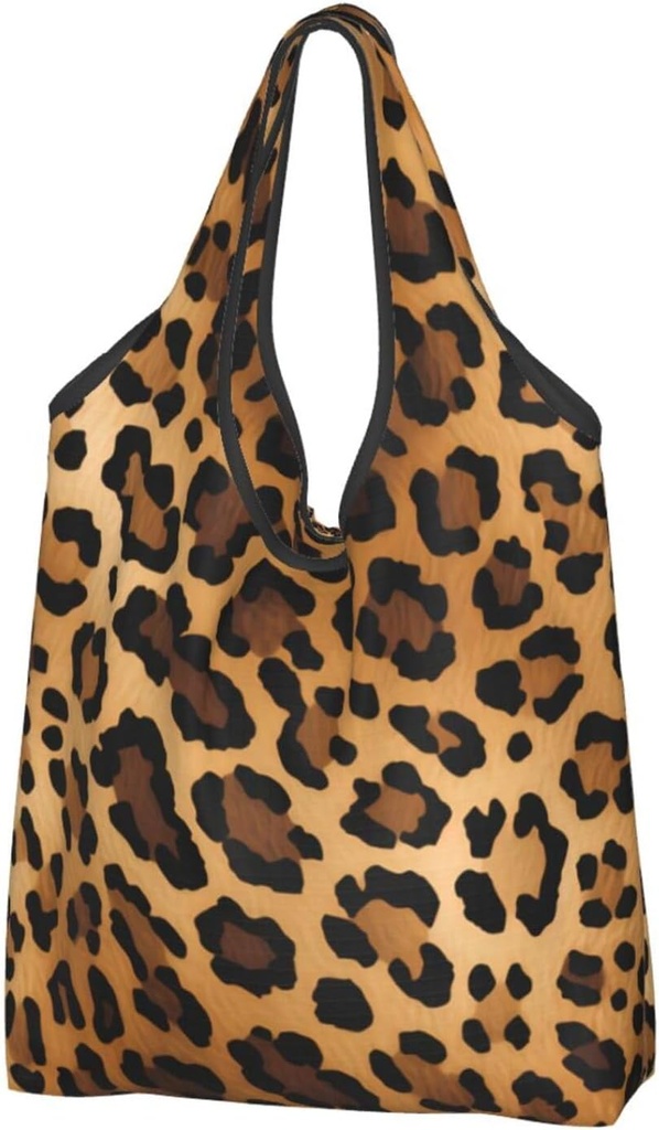 Reusable Shopping Bags Retro Leopard Cheetah Animal Print Grocery Bag Foldable Lightweight Beach Bag