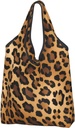 Reusable Shopping Bags Retro Leopard Cheetah Animal Print Grocery Bag Foldable Lightweight Beach Bag