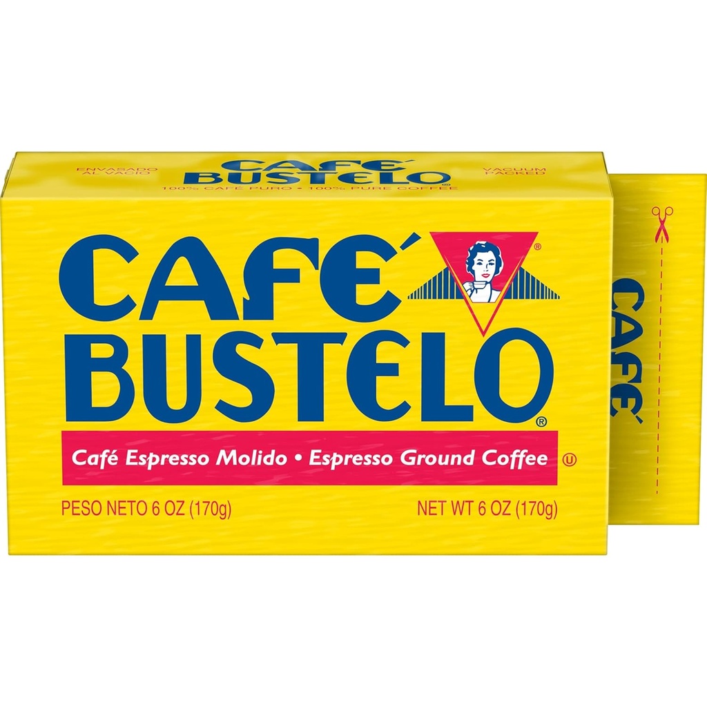 Café Bustelo Espresso Dark Roast Ground Coffee Brick, 6 Ounces (Pack of 12)