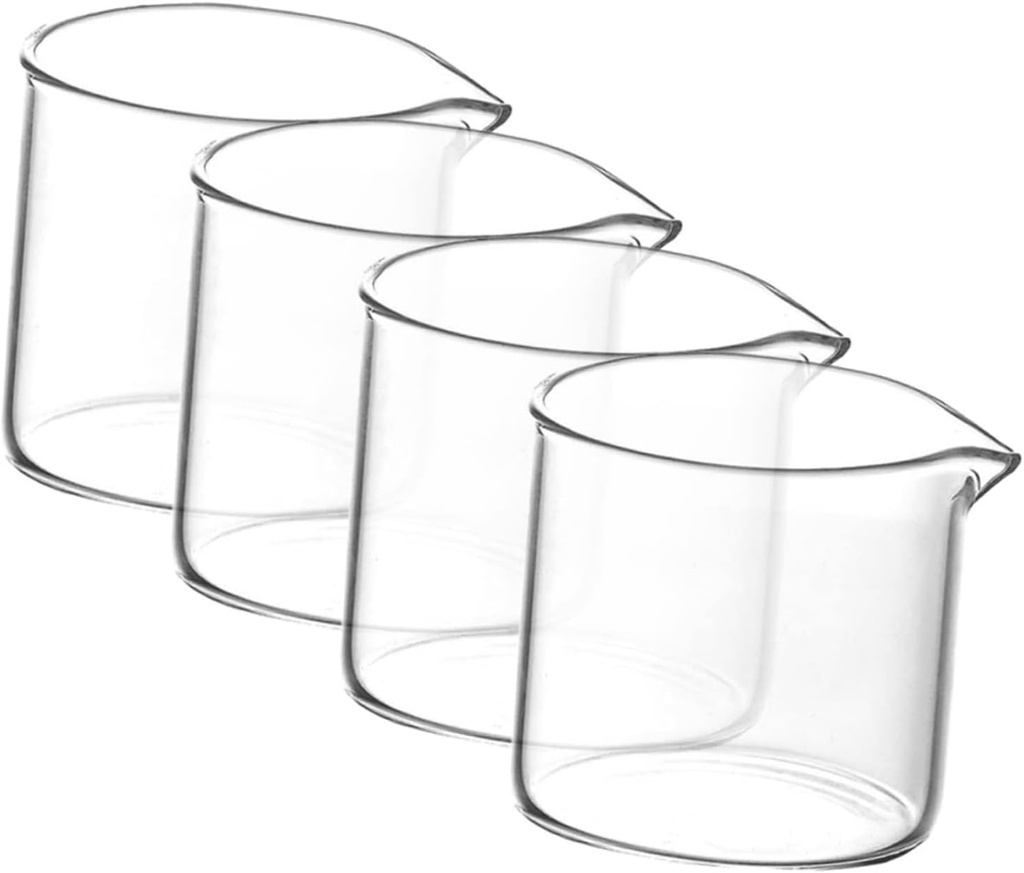 4pcs Single Spout Glass Milk Cup Milk Pitcher Sauce Pitcher Milk Measuring Cup Coffee Milk Jug Creamer Clear Coffee Mugs Espresso Ground Coffee Maple Sugar Household Cold Water Bottle Iced Tea Pitcher