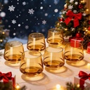 Amber Stemless Wine Glasses Set of 6 – 14oz Unique Amber Glassware for Wine, Water, Cocktails – Stylish Drinkware for Home Bar, Parties