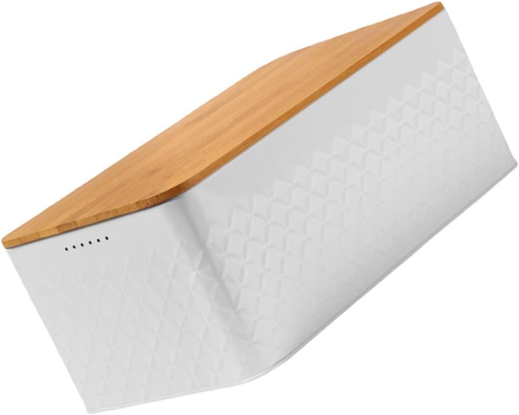 Luxshiny Large Capacity Wrought Iron Bread Box Storage Bin Kitchen Counter Bread Bin Bamboo Lid for Countertop