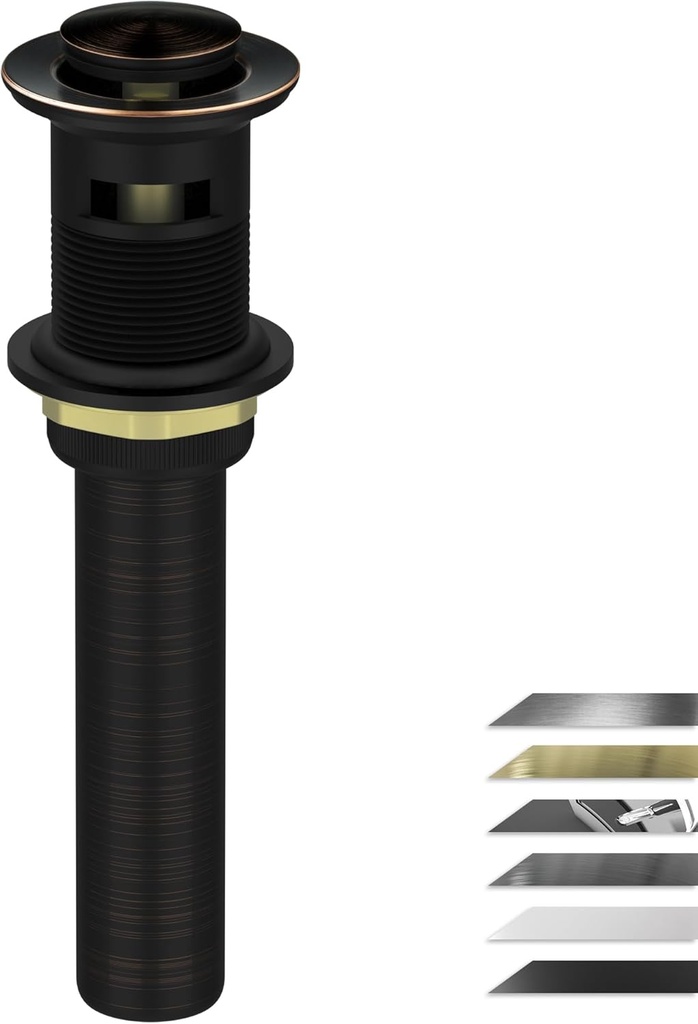 All Metal Heavy Duty Bathroom Sink Drain with Overflow, Brass and 304 Stainless Steel Rustproof Vessel Lavatory Vanity Pop Up Drain Stopper, Oil Rubbed Bronze