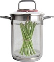 Deep Fryer Pot 3.5/5.5L Stainless Steel Asparagus Pot Vegetable Steamer Cooker with Lid and Basket Fish Frying Pot for Kitchen French Fries, Chicken and Pasta, Spaghetti, Shrimp (3.5L)