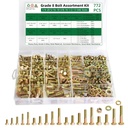 772 Pcs Grade 8 Bolt and Nuts Assortment Kit, Heavy Duty Hex Screws Bolts Nuts Kit, SAE Sizes 1/4-20 5/16-18 3/8-16 1/2-13