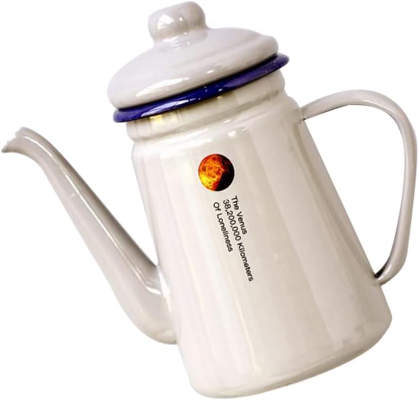 Handmade Enamel Coffee Kettle with Narrow Spout Smooth Surface Household Water Pot for Home and Coffee Shop Use Easy to Clean and Store