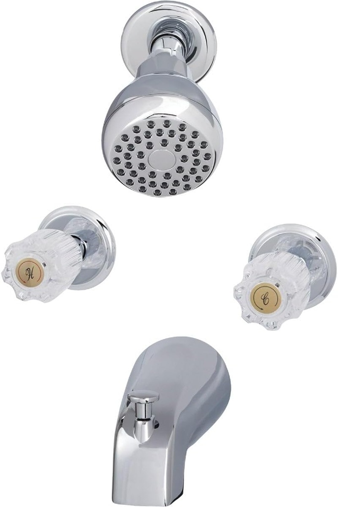 Home Impressions Chrome 2-Handle Acrylic Knob Tub & Shower Faucet - 1 Each