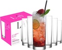 LAV Highball Glasses Set of 6 | Lead-Free Elegant Tall Glass, Tom Collins, Bar Beverage Glassware for Water, Mojito, Iced Coffee, Juice, Cocktail, Mixed Drinks, Restaurant, Drinking Cups | 12.2 oz