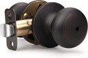 KNOBWELL 1 Pack Privacy Door Knob Oil Rubbed Bronze, Round Interior Door Knobs for Bathroom or Bedroom, Bronze Indoor Door Knobset