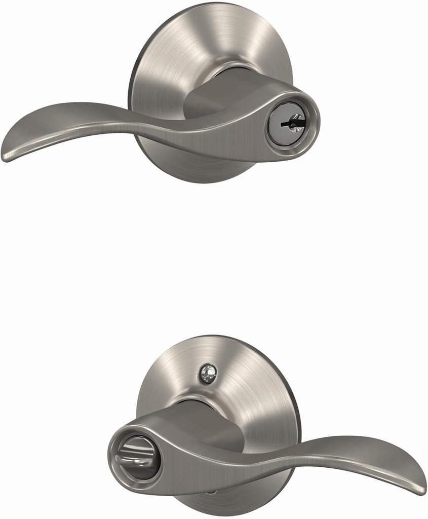 Schlage F51A ACC 619 Accent Door Lever, Keyed Entry Lock, Satin Nickel