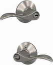 Schlage F51A ACC 619 Accent Door Lever, Keyed Entry Lock, Satin Nickel