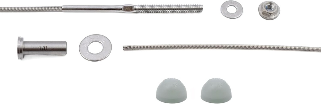 Fast & Easy 1/8 inch 10ft Cable Railing Kit - Stainless Steel 316 for Metal Posts - Complete System DIY Installation Kit - Gray End Caps