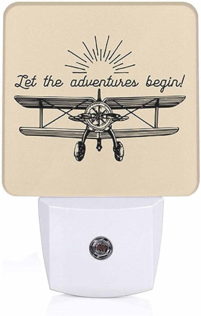 LED Night Light,Vintage Retro Airplane LED Night Light Plug into Wall with Dusk to Dawn Light Sensor White Energy Efficient Nightlight for Bedroom Bathroom Hallway Living Room Kitchen