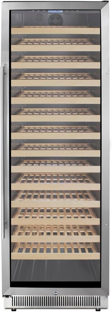 Summit Appliance SWC1926BCSS 24" Wide Single Zone Wine Cellar, Built-in Capable, Stainless Steel Trimmed Glass Door, 165 Bottles Capacity, LED Lighting, Factory-installed Lock, Open Door Alarm