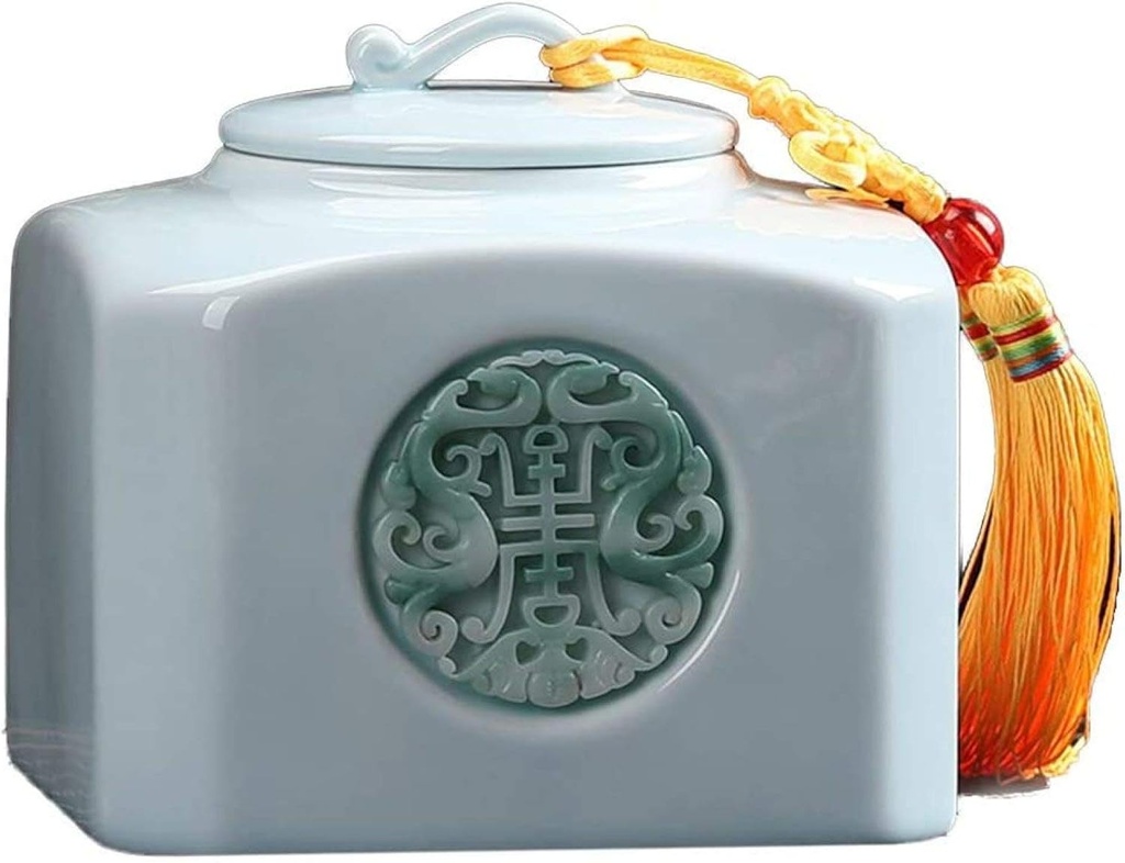 ZKHD Ceramic Airtight Canister Cookie Jar Food Storage Jar Decorative Home Kitchen Canister for Preserving Coffee, Tea, Sugar,A