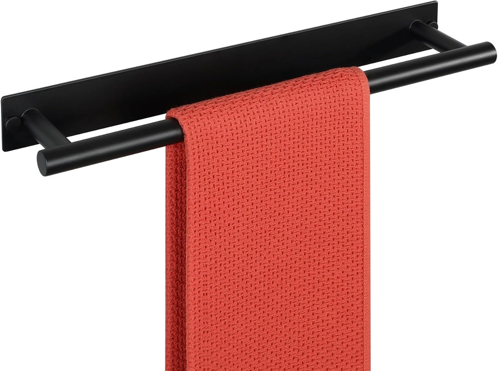 Alise Bath Towel Bars, 16 Inch Towel Hanger Towel Racks for Bathroom, SUS304 Stainless Steel Hand Towel Holder, Wall Mount with Self-Adhesive or Drilling, Matte Black