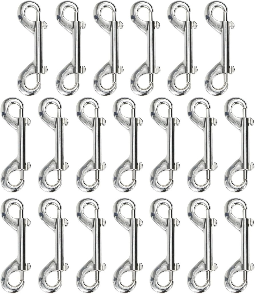 Metal Double Ended Bolt Snap Trigger Chain Diving Clips for Water Bucket Pet Feed Bucket Agricultural Equine Home Dog Leash Garage Use (4" (10cm), 20 Pack)