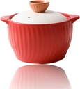 Non-Stick Ceramic Casserole Dish, Clay Pot, Earthen Pot Cookware with Lid, Stockpot for Stew, Soup, Steam, Oven Safe-Heat Resistant