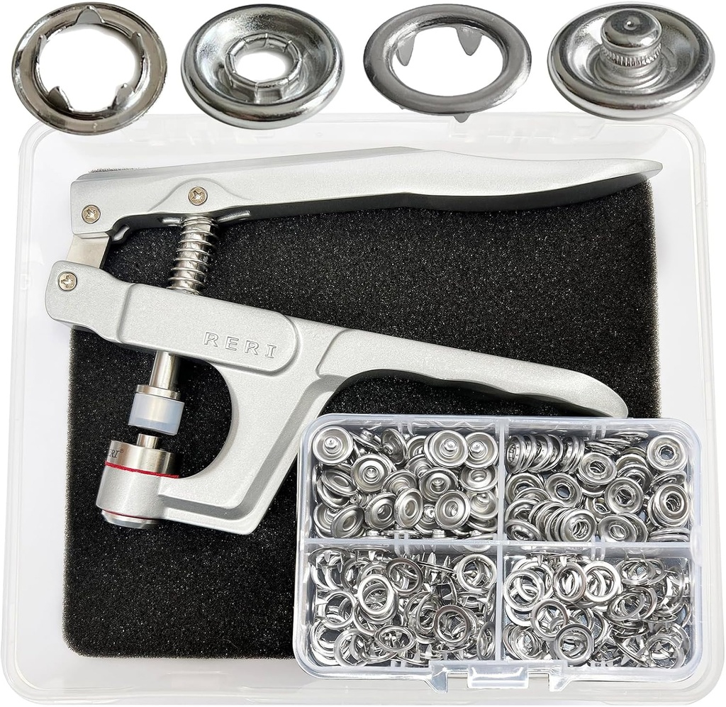 80 Set Metal Snaps with Fastener Pliers Press Tool Kit Setup Jersey Buttons Snaps 11mm for DIY, Sewing and Crafting