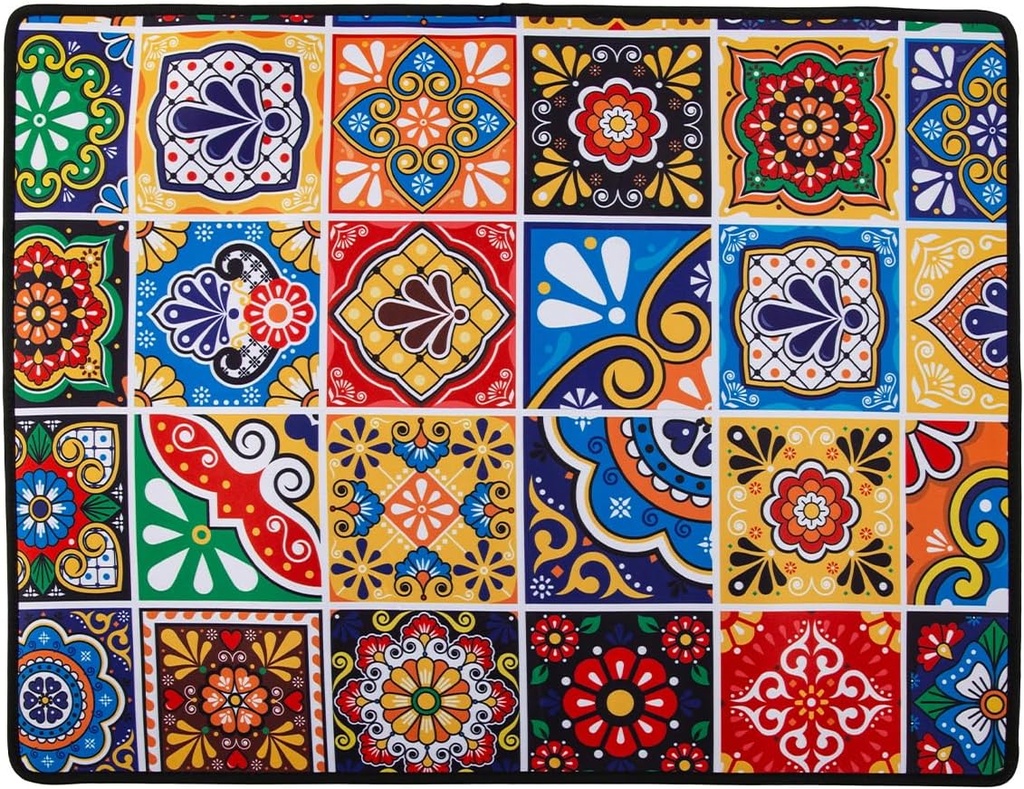 Talavera Mexican Kitchen Dishes Drying Mat Pad Decor for Countertops,Super Absorbent Neoprene Dish Drainer Mat Coffee Maker Espresso Machine Accessories,Large 18"x24"