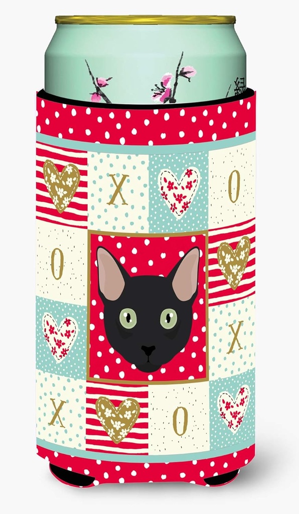 Caroline's Treasures CK5131TBC Mandalay Cat Love Tall Boy Hugger, Red Can Cooler Sleeve Hugger Machine Washable Drink Sleeve Hugger Collapsible Insulator Beverage Insulated Holder