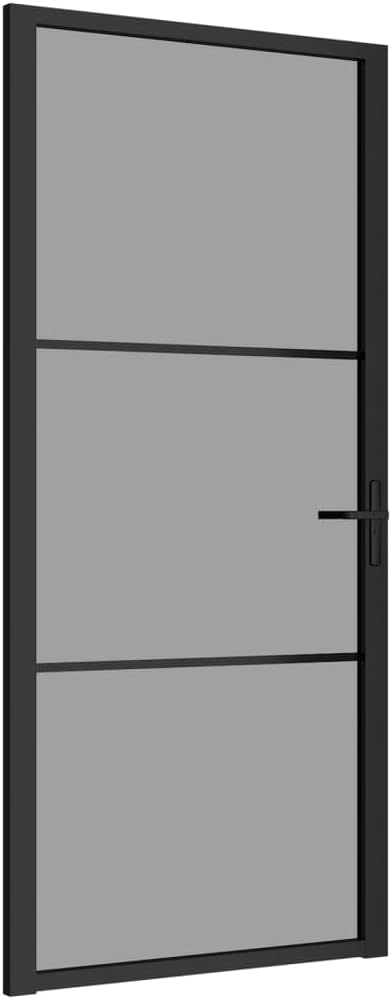 vidaXL Black ESG Glass and Aluminum Interior Door - Modern Design, Privacy Protection, Durable Material, Easy Installation