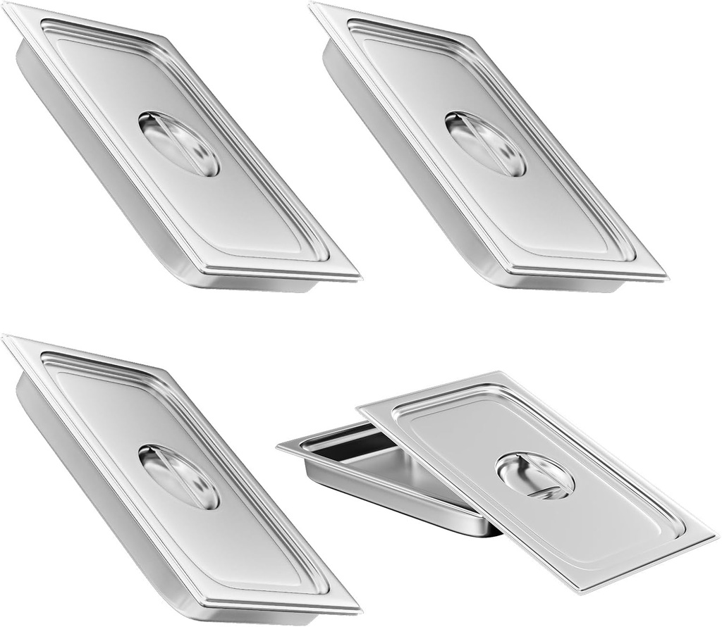 Aplancee 4-Pack Hotel Pans with Lids 1/1 Size x 2.5 Inch Deep, Commercial Stainless Steel Food Pan Dishwasher Safe for Buffet, Steam Table, Restaurant & Cooking