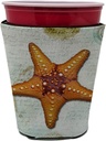 Caroline's Treasures SB3035RSC Beach Knobby Sea Star Starfish Orange Red Cup Hugger Cup Cooler Sleeve Hugger Machine Washable Drink Sleeve Hugger Collapsible Insulator Beverage Insulated Holder