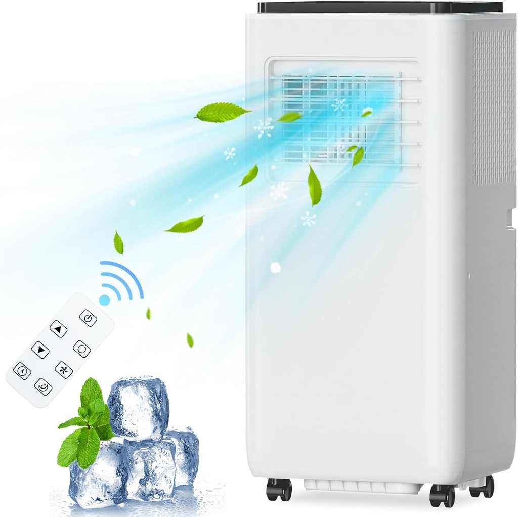 Portable Air Conditioner, 8000 Btu Air Conditioner With Remote Control,Quiet Ac Unit With Cool, Dehumidifier & Fan Mode, 24 Hour Timer,3-1-Pac-8000 Portable Air Conditioner, White