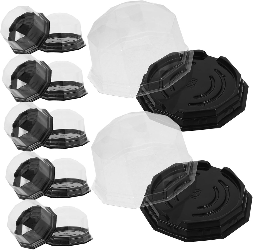 BESTOYARD 100pcs Transparent Cake Carrier for Moon Cakes Cheesecakes and Desserts Sturdy Display Containers Lids for Weddings Parties and Festivals