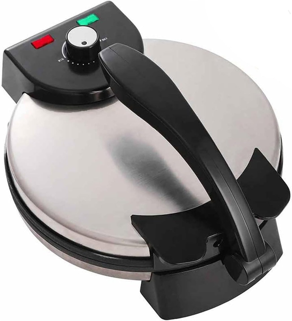 Electric Roti Maker, 1800W Electric Tortilla Press, 12 Inch Double-Sided Baking Maker, with LED Indicator, Adjustable Temperature & Double-Sided Heating, for Easy Chapati Making