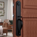 Matte Black Front Door Handleset in Camelot Trim, Heavy Duty Keyed Exterior Door Lock Set with Deadbolt, Left&Right Handed, X-2018DBAMZ