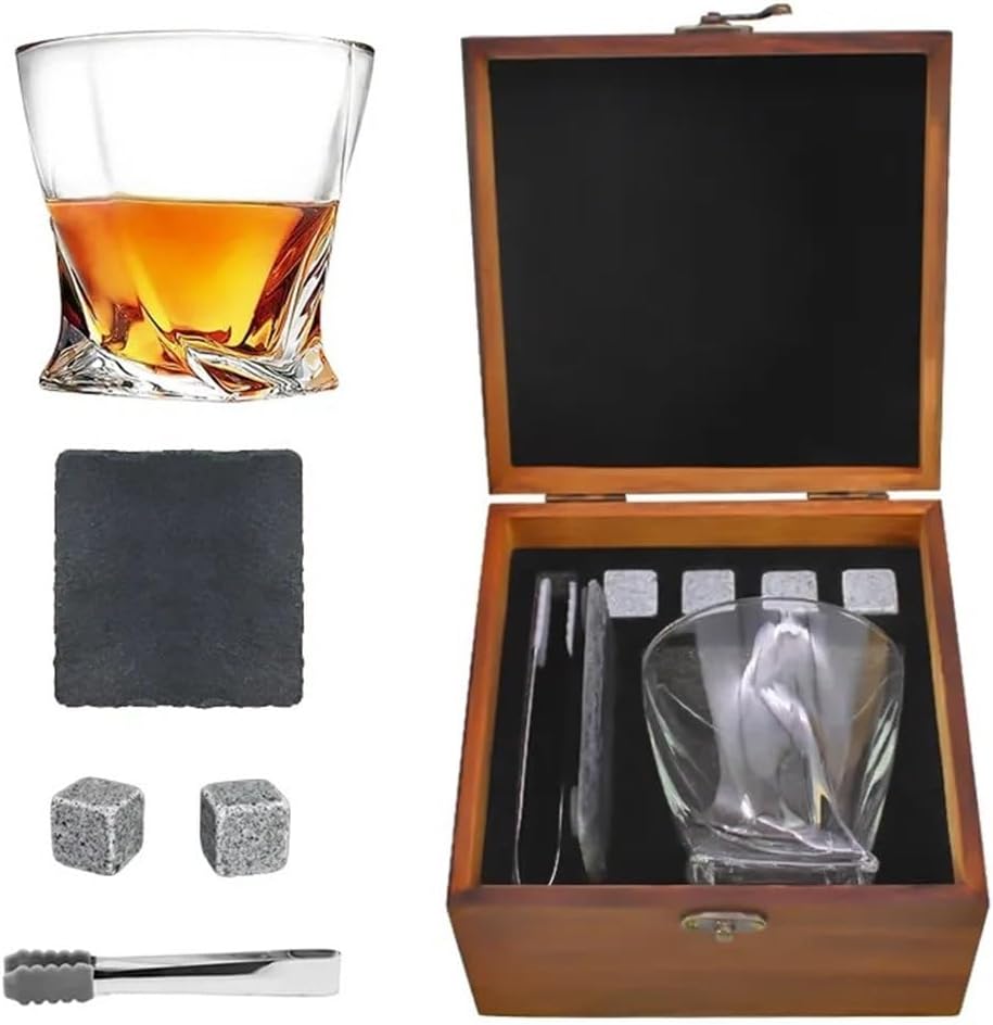 Whiskey Twisted Glass Whiskey Stone Set