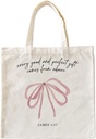 Pink Bows Coquette Preppy Canvas Tote Bag Aesthetic for Women, Bible Christian Tote Bags, Every Good and Perfect Comes from Above, Coquette Bag, Trendy Gifts for Women, Shopping Bags