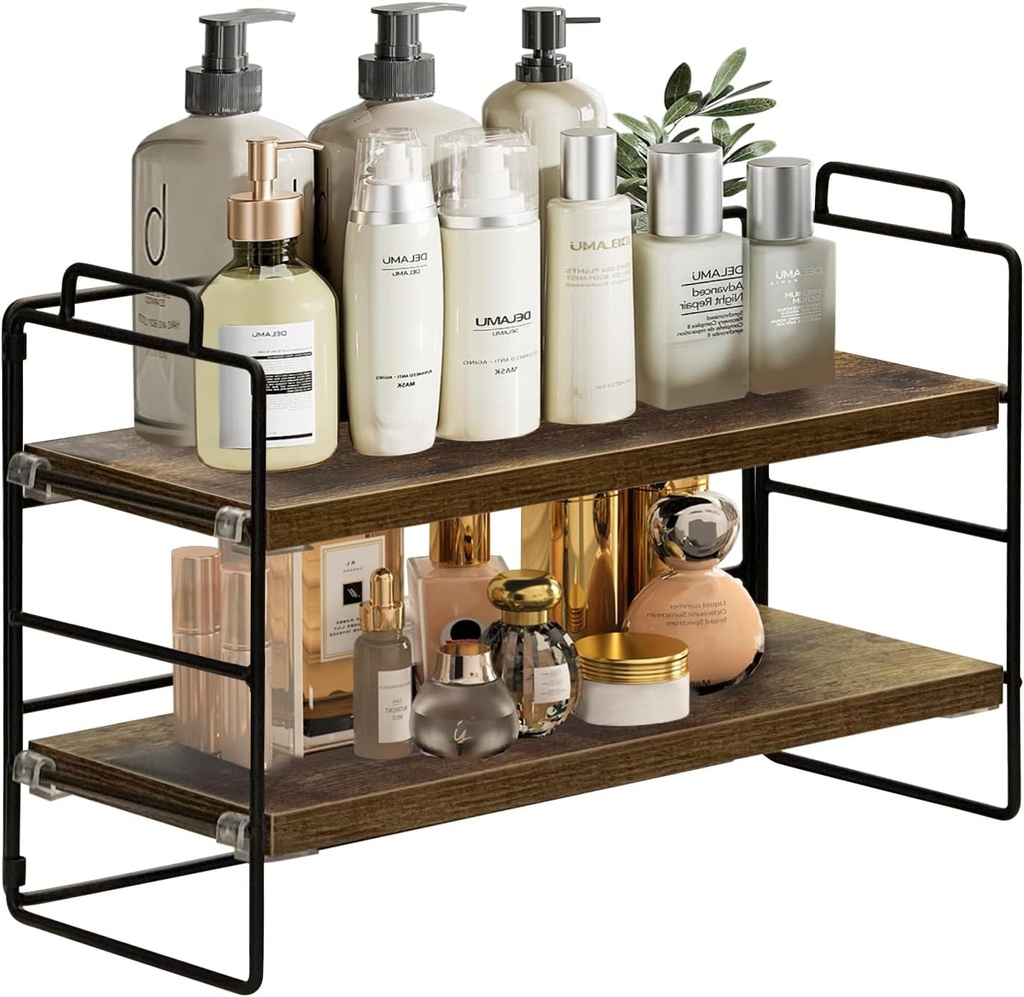 2-Tier Bathroom Countertop Organizer, Mordern Storage Shelf, Bathroom Shelf and Decor, Vanity Tray for Living Room, Kitchen