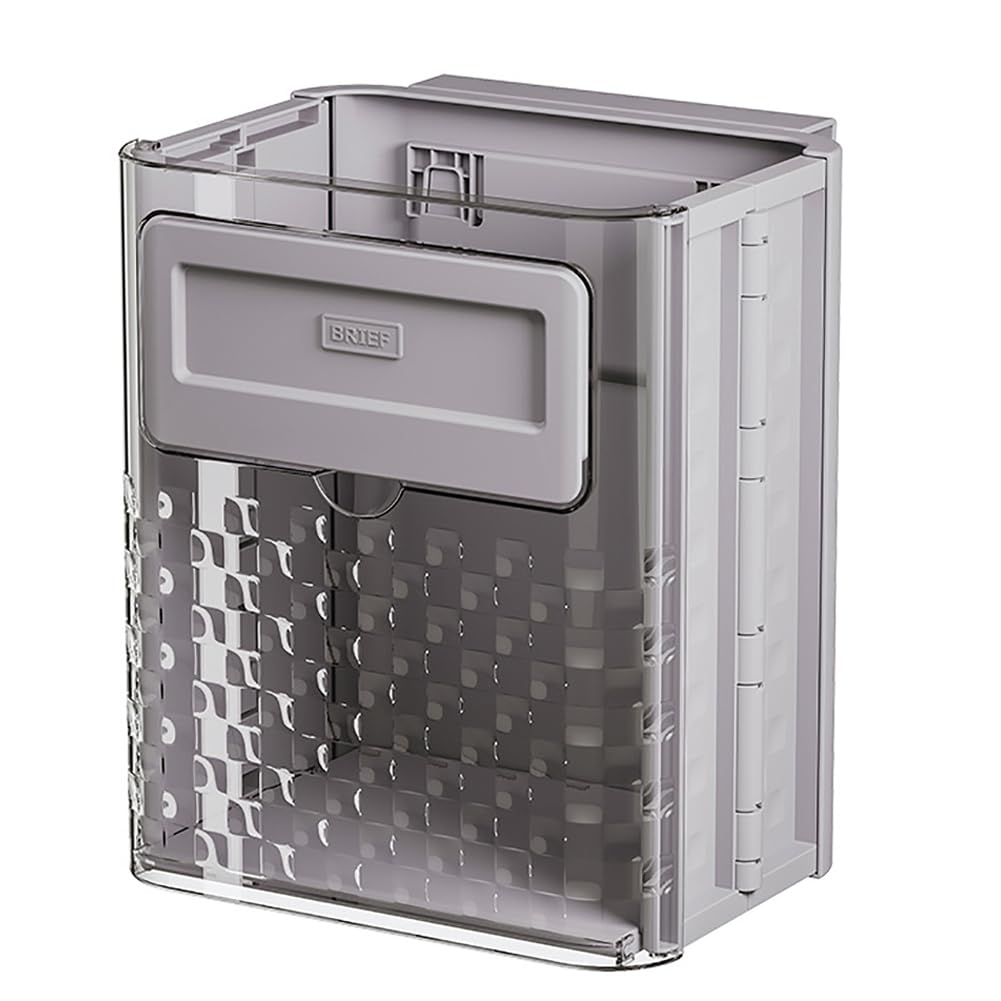 3.2gal/12L Foldable Hanging Kitchen Compost Bin,Trash Can Wall-Mounted Plastic for Counter Top and Under Sink,Waste Basket for Bathroom Cabinet RV (Grey)