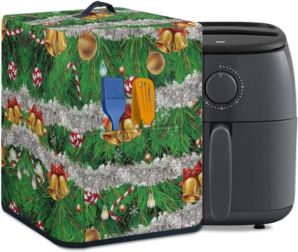 Christmas Bells Electric Air Fryer Rice Cooker Appliance Cover Dust Proof Cover Pressure Cooker and Crock Pot Cover for Christmas Kitchen Home Decor