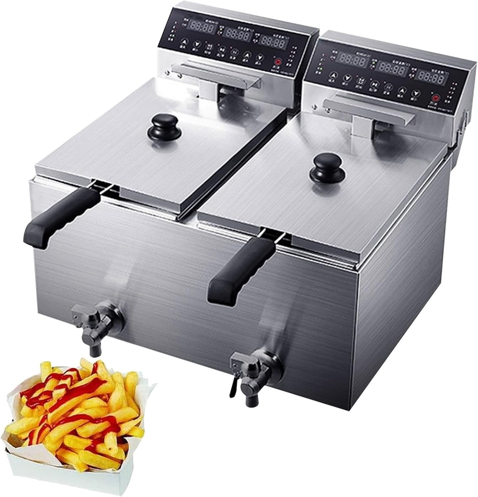 Electric Deep Fryer with Basket Stainless Steel Oil Fryer,Fat Fryer with Removable Basket and Professional Heating Element, Frying Timer & Light Indicator (Color : 34l)