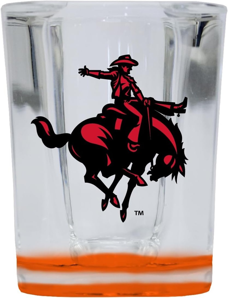 R and R Imports Northwestern Oklahoma State University 2 Ounce Shot Glass Square Orange Base Officially Licensed Collegiate Product 2-Pack