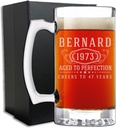 Personalized Etched 25oz Glass Beer Mug for Men - Father's Day, Monogram, Customized Name, Custom Beer Gifts for Men, Birthday gifts for HIm, Engraved Stein, Regalos Personalizados, Bernard