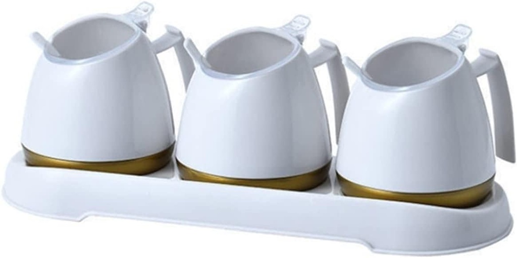 Condiment Can Spice Racks Seasoning Jar Salt Cellar Soy Sauce Cruet Condiment Dispenser Spice Rack Condiment Bottle Seasoning Canister Set Spice Jar Storage Bottle Set (Color : White 3 set)