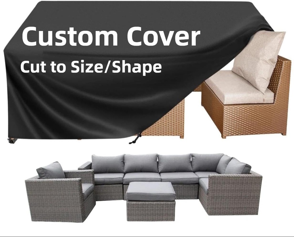 SINCERE Custom Size Patio Furniture Covers, Tailored Cut Outdoor Waterproof Table Chair Set Covers, Bespoke All-Weather Protection Cover for Garden Sofa Couch, Fade Resistant Heavy-Duty Anti-UV Cover