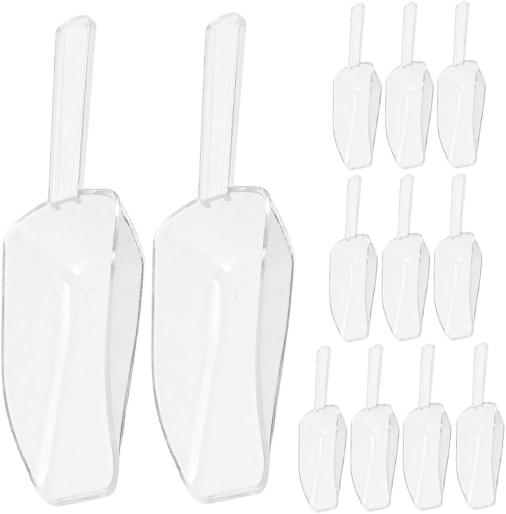 IMIKEYA 12pcs Transparent Plastic Ice Scoops Versatile Candy Snack Food Serving Tool for Parties Buffets and Kitchen Use Lightweight Design